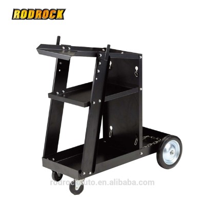 Black Welding Cart with Storage for Tank and Heavy Duty Swivel Wheels